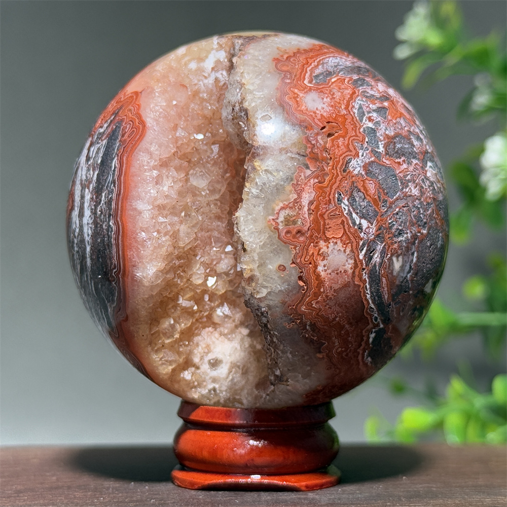 Renewable Energy Infrastructure - Natural Mexican Agate Mineral Quartz Ball